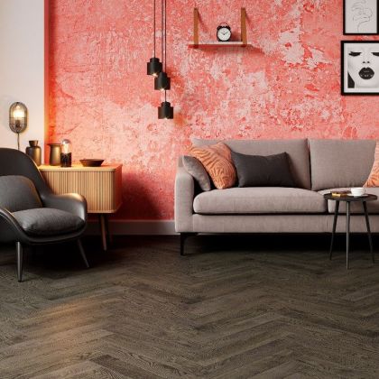 Паркет ёлка Esta Parket Herringbone 14005 Oak HB BC Lava Grey - Фото 2