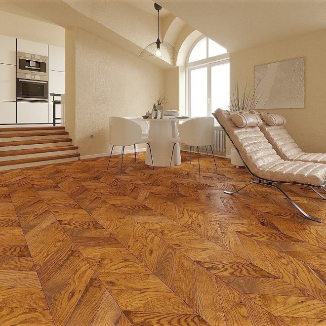 Паркет ёлка Gran Parte Французская ёлка 032 Амаретто Амаретто 15х150х460 - фото 4