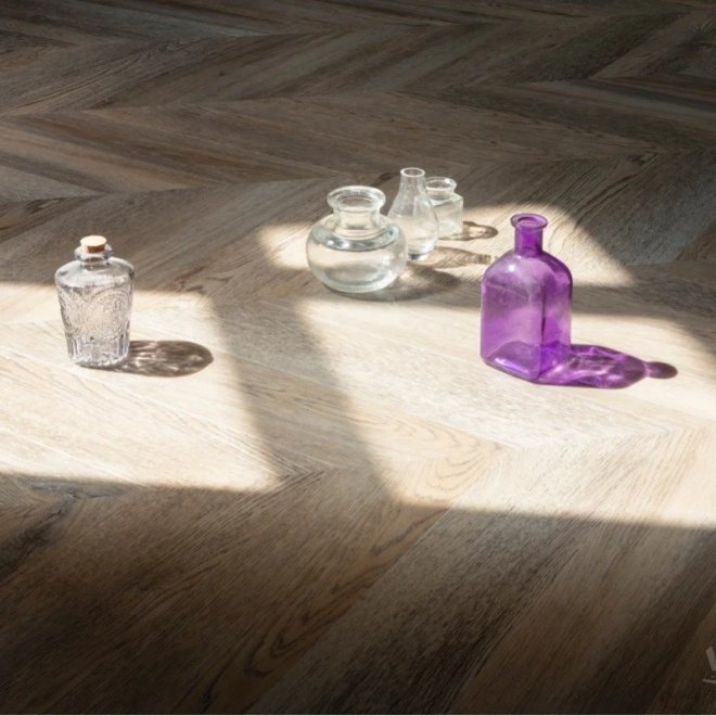 Кварц виниловый ламинат Vinilam Parquet Chevron Glue RI153616CL4 Шеврон Шампань клеевой - фото 6