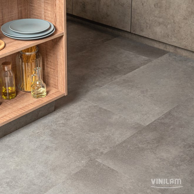 Кварц виниловый ламинат Vinilam Ceramo Stone Glue 71610 Цемент Cтальной клеевой
 - фото 1