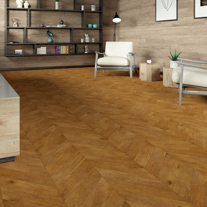 Паркет ёлка Gran Parte Французская ёлка 005 Канелла Канелла 15х110х460 - фото 1