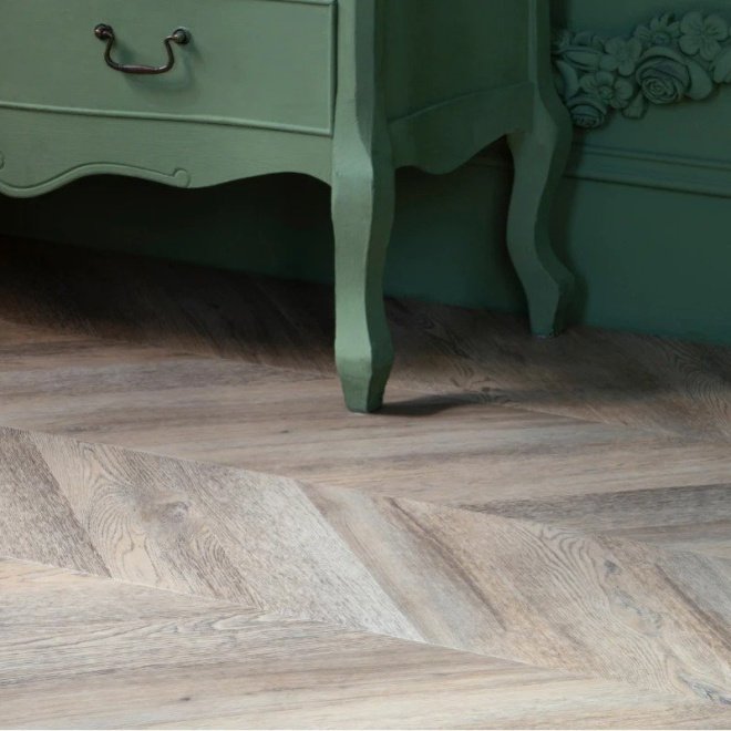 Кварц виниловый ламинат Vinilam Parquet Chevron Glue RI153616CL4 Шеврон Шампань клеевой - фото 3