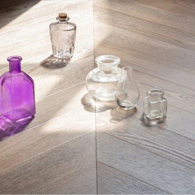 Кварц виниловый ламинат Vinilam Parquet Chevron Glue RI153616CL4 Шеврон Шампань клеевой - фото 5