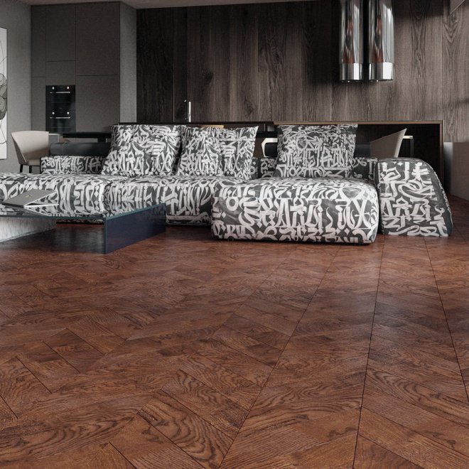 Паркет ёлка Gran Parte Французская ёлка 030 Элеганте Элеганте 15х150х460 - фото 1